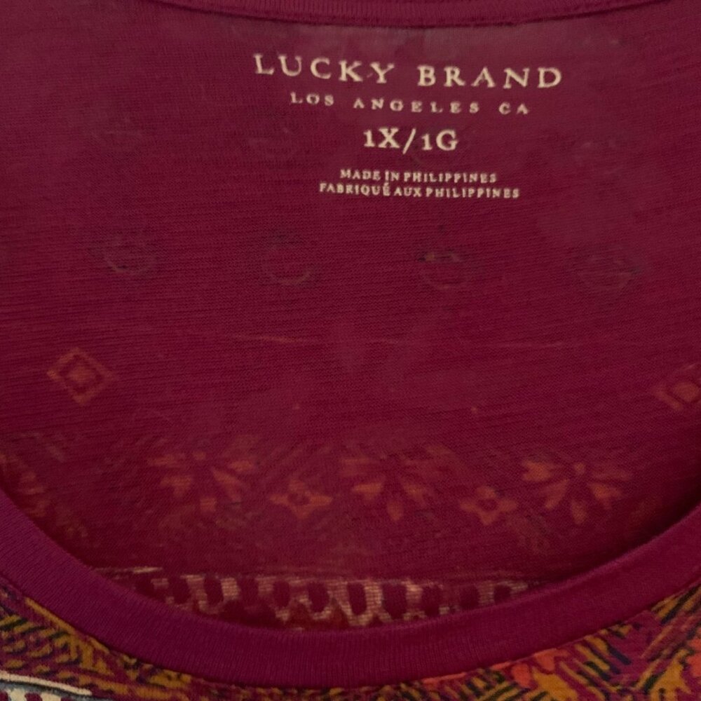 Lucky Brand Persian Tee -Burgandy- NWT - Picture 6 of 8